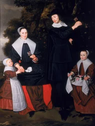Ein Herr mit seiner Frau und zwei Kindern
